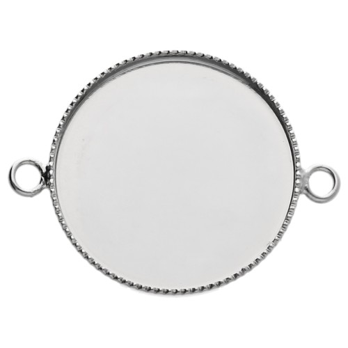 Intercalaire serti pour cabochon fond plat 20 mm - Argenté x1