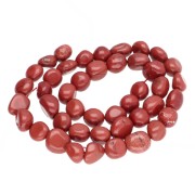 Perles nuggets 8 - 10 mm en pierre gemme - Jaspe rouge x39cm