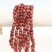 Perles nuggets 8 - 10 mm en pierre gemme - Jaspe rouge x39cm