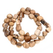 Perles nuggets 9 - 11 mm en pierre gemme - Jaspe paysage x39cm