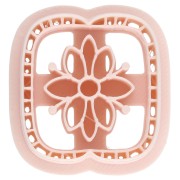 Emporte-pièce carrée 30x28 mm - motif fleur - en polymère biodégradable - Beige x1