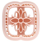 Emporte-pièce carrée 30x28 mm - motif fleur - en polymère biodégradable - Beige x1