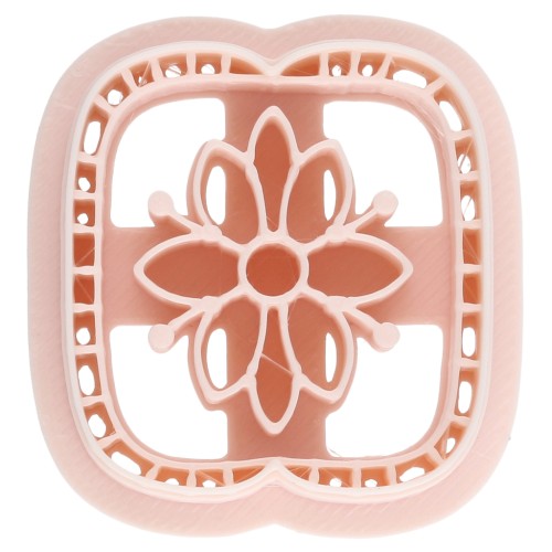Emporte-pièce carrée 30x28 mm - motif fleur - en polymère biodégradable - Beige x1