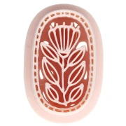 Emporte-pièce ovale 30x18 mm - motif fleur - en polymère biodégradable - Beige x1