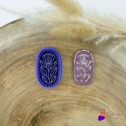 Emporte-pièce ovale 30x18 mm - motif fleur - en polymère biodégradable - Beige x1