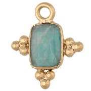 Amazonite - Breloque rectangle facettée 13x11 mm pierre gemme - Doré à l'or fin - Amazonite Breloque rectangle facettée 13x11 mm pierre gemme - Doré à l'or fin - Amazonite