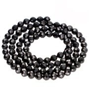 Perles rondes facettées 4 mm pierre gemme - Spinelle noir x38cm|raw }}