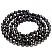 Perles rondes facettées 4 mm pierre gemme - Spinelle noir x38cm