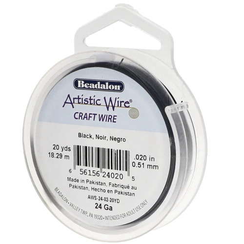 Fil de cuivre Artistic Wire 0.51 mm - Noir Anti-ternissement x18.2m