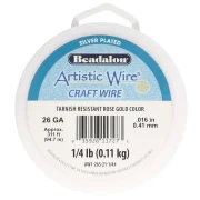 Fil de cuivre Artistic Wire 0.41 mm Plaqué Argent Doré Rose anti-ternissement x94.7m