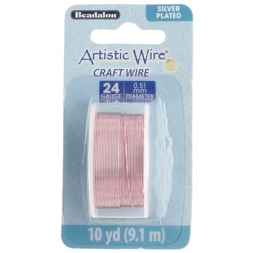 Fil de cuivre Artistic Wire 0.51 mm Plaqué Argent Doré Rose anti-ternissement x9.1m