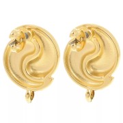 Cadeau - Clous d'oreilles Yin et Yang 17 mm - anneau fermé - Doré à l'or fin x2