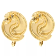 Cadeau - Clous d'oreilles Yin et Yang 17 mm - anneau fermé - Doré à l'or fin x2