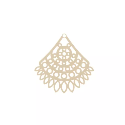 Pendentif teinté laser cut éventail 34x40 mm Powder Almond x1