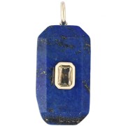 Pendentif rectangle 34x15 mm pierre gemme et CZ - Lapis Lazuli -Jaune ou Crystal