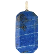 Pendentif rectangle 34x15 mm pierre gemme et CZ - Lapis Lazuli -Jaune ou Crystal