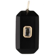 Pendentif rectangle 34x15 mm pierre gemme et CZ - Onyx noir - Jaune ou Crystal 