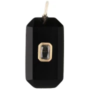 Pendentif rectangle 34x15 mm pierre gemme et CZ - Onyx noir - Jaune ou Crystal