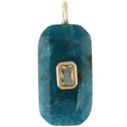 Pendentif rectangle 34x15 mm pierre gemme et CZ - Apatite - Jaune ou Crystal