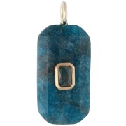 Pendentif rectangle 34x15 mm pierre gemme et CZ - Apatite - Jaune ou Crystal 