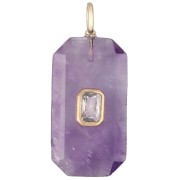 Crystal - Pendentif rectangle 34x15 mm pierre gemme et CZ - Amethyste - Jaune ou Crystal Pendentif rectangle 34x15 mm pierre gemme et CZ - Amethyste - Jaune ou Crystal