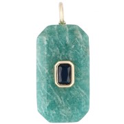 Pendentif rectangle 34x15 mm pierre gemme et CZ - Amazonite - Bleu