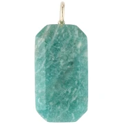 Pendentif rectangle 34x15 mm pierre gemme et CZ - Amazonite - Bleu