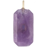 Pendentif rectangle 34x15 mm pierre gemme et CZ - Amethyste - Bleu