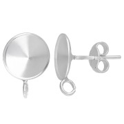 Clous d'oreilles pour rivoli 10 mm avec anneau ouvert - Argent 925 x2