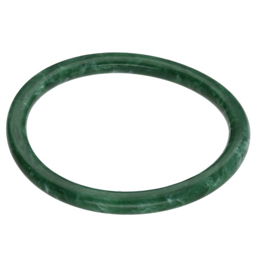 Bracelet jonc fin 65 mm en résine opaque - Vert foncé marbré x1