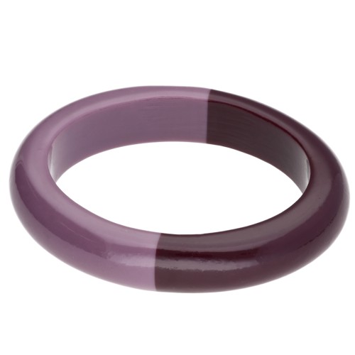 Bracelet jonc ovale bicolore en résine opaque - Parme - Prune x1
