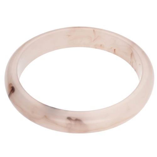 Bracelet jonc 64 mm en résine translucide - Ivoire - Marbré marron foncé x1