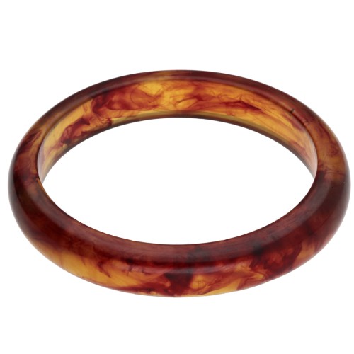 Bracelet jonc 64 mm en résine transparente - Ambre marbré x1