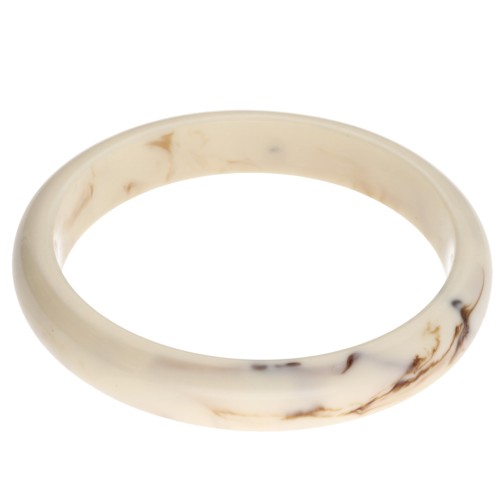 Bracelet jonc 64 mm en résine opaque - Beige - Marbré marron x1