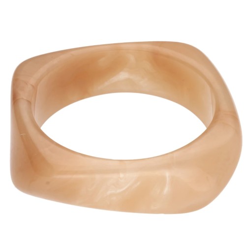 Bracelet jonc carré irrégulier 64 mm en résine translucide - Saumon marbré