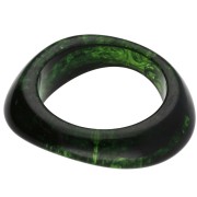 Bracelet jonc épais irrégulier 64 mm en résine transparente - Vert foncé marbré x1