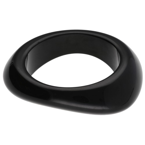Bracelet jonc épais irrégulier 64 mm en résine opaque - Noir x1