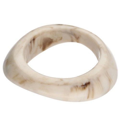Bracelet jonc épais irrégulier 64 mm en résine opaque - Ivoire marbré x1