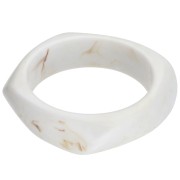 Bracelet jonc carré irrégulier 65 mm en résine opaque - Blanc marbré x1