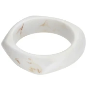 Bracelet jonc carré irrégulier 65 mm en résine opaque - Blanc marbré x1