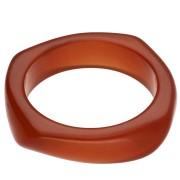 Bracelet jonc carré irrégulier 65 mm en résine tansparente - Rouge x1