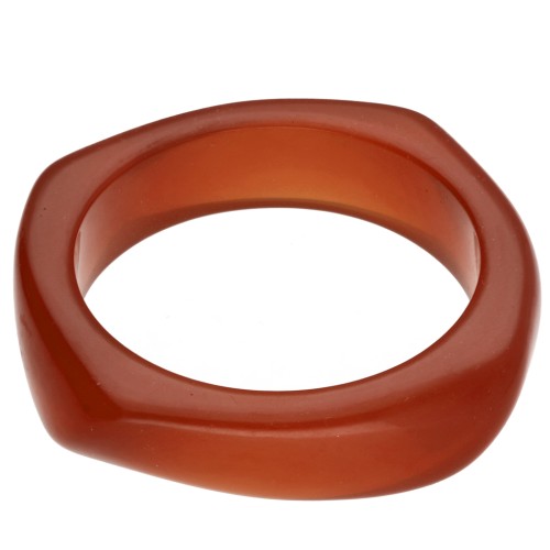 Bracelet jonc carré irrégulier 65 mm en résine tansparente - Rouge x1