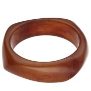 Bracelet jonc carré irrégulier 65 mm en résine tansparente - Marron marbré x1