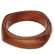 Bracelet jonc carré irrégulier 65 mm en résine tansparente - Marron marbré x1