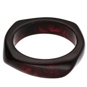 Bracelet jonc carré irrégulier 65 mm en résine translucid Marron foncé marbré x1