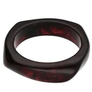 Bracelet jonc carré irrégulier 65 mm en résine translucid Marron foncé marbré x1