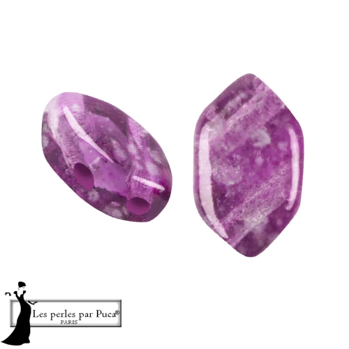 Perles en verre Paros® par Puca® 7x4 mm - Silver Foil Amethyst x10g