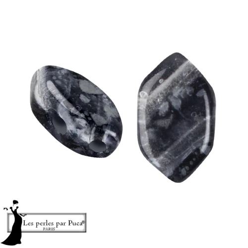 Perles en verre Paros® par Puca® 7x4 mm - Silver Foil Dark Blue x10g