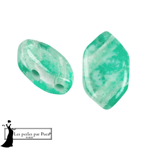 Perles en verre Paros® par Puca® 7x4 mm - Silver Foil Emerald x10g