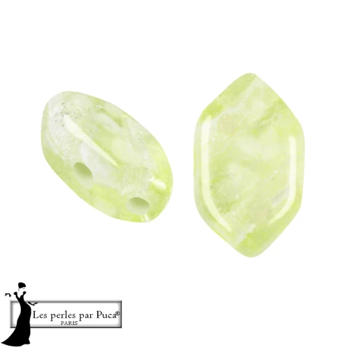 Perles en verre Paros® par Puca® 7x4 mm - Silver Foil Green x10g